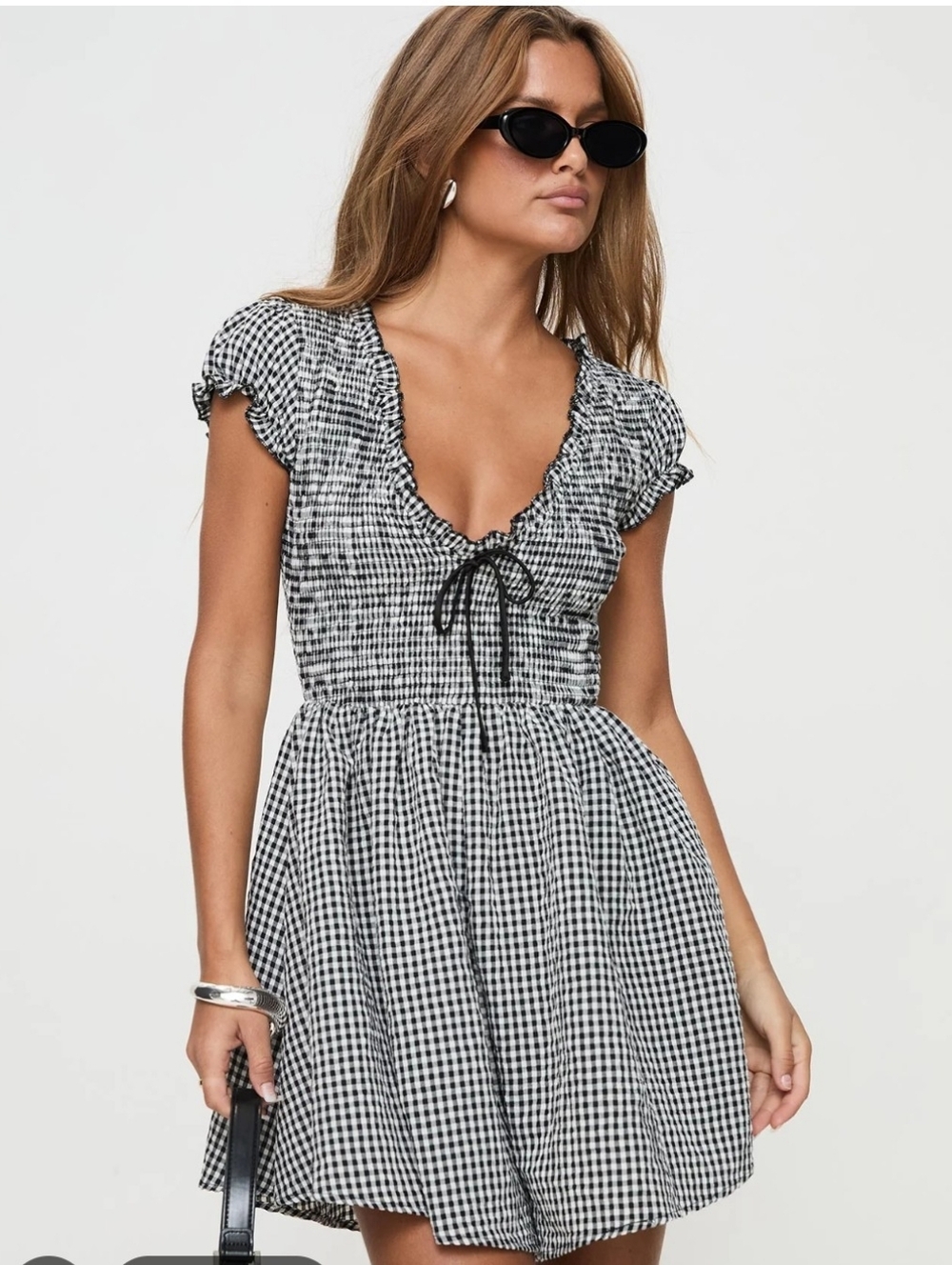 Princess Polly Black & White Gingham Romper
